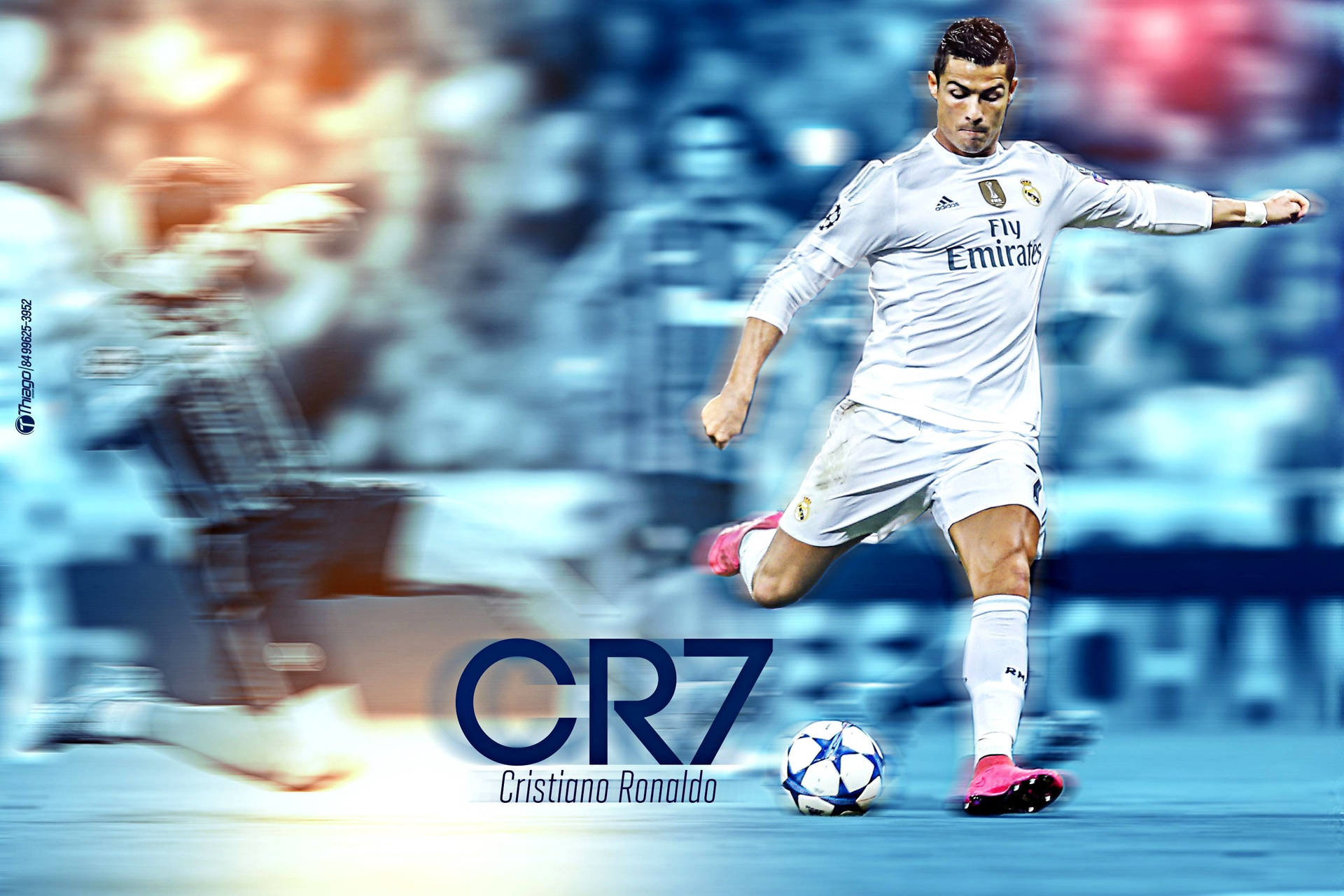 Kicking A Ball Cr7 3d Glitch Wallpaper