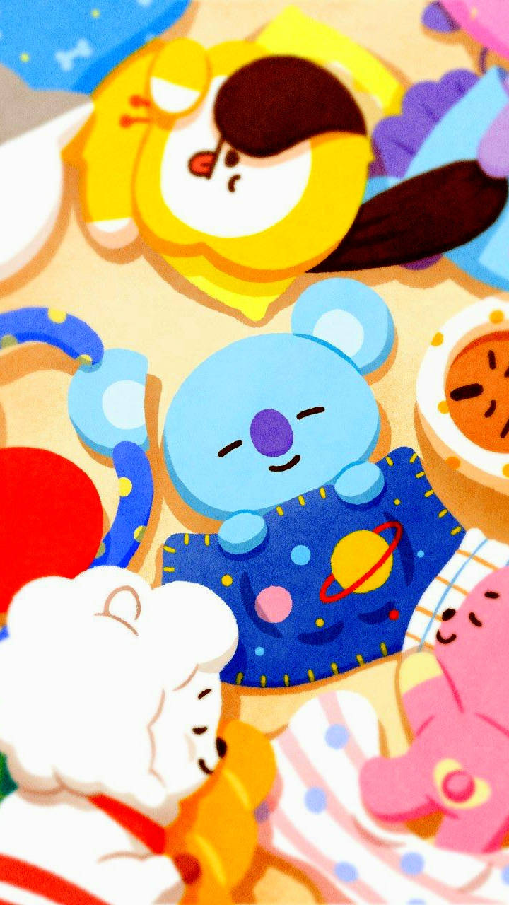 Koya With Bt21 Characters Wallpaper