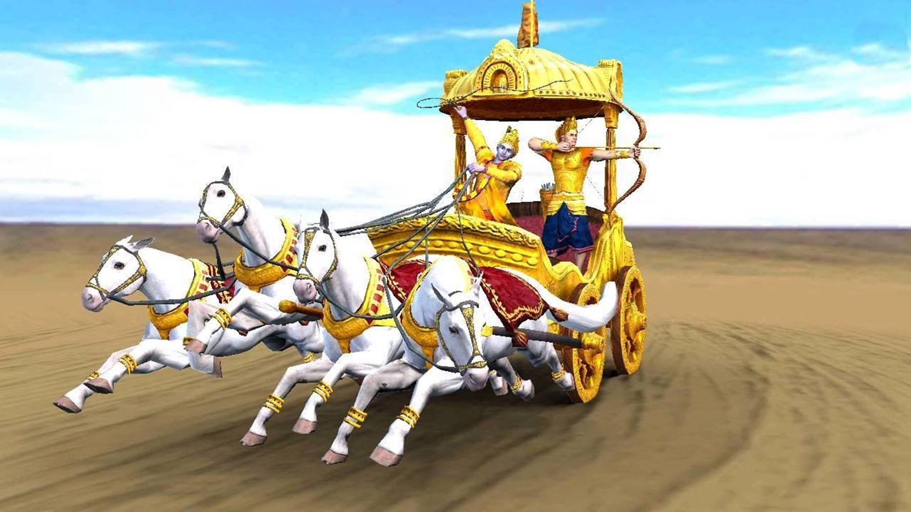 Krishna Arjun Chariot Of Victory Wallpaper