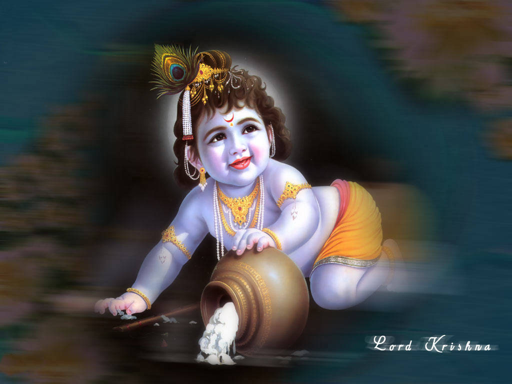 Krishna Bhagwan Spilling Butter Wallpaper