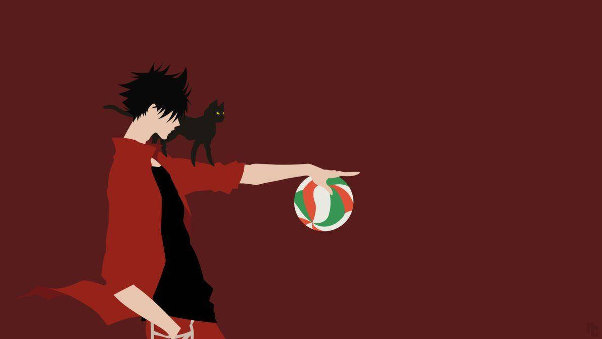 Kuroo With Black Cat Haikyuu Aesthetic Wallpaper