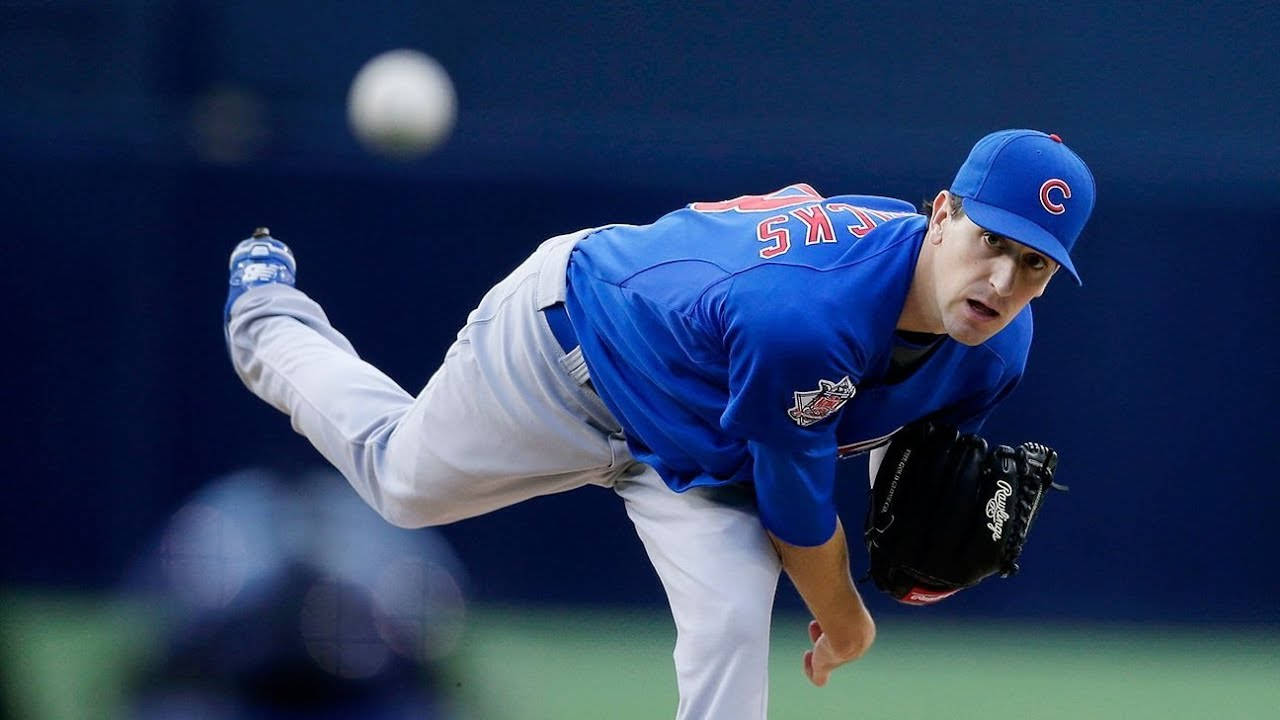 Kyle Hendricks Pitching A Baseball Wallpaper