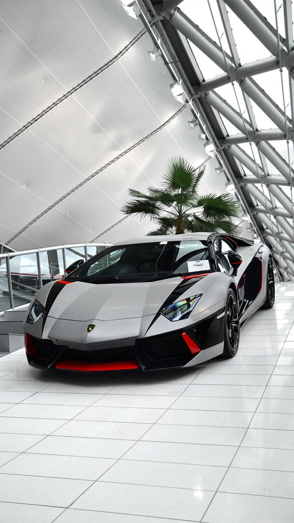 Lamborghini Iphone Inside White Aesthetic Building Wallpaper