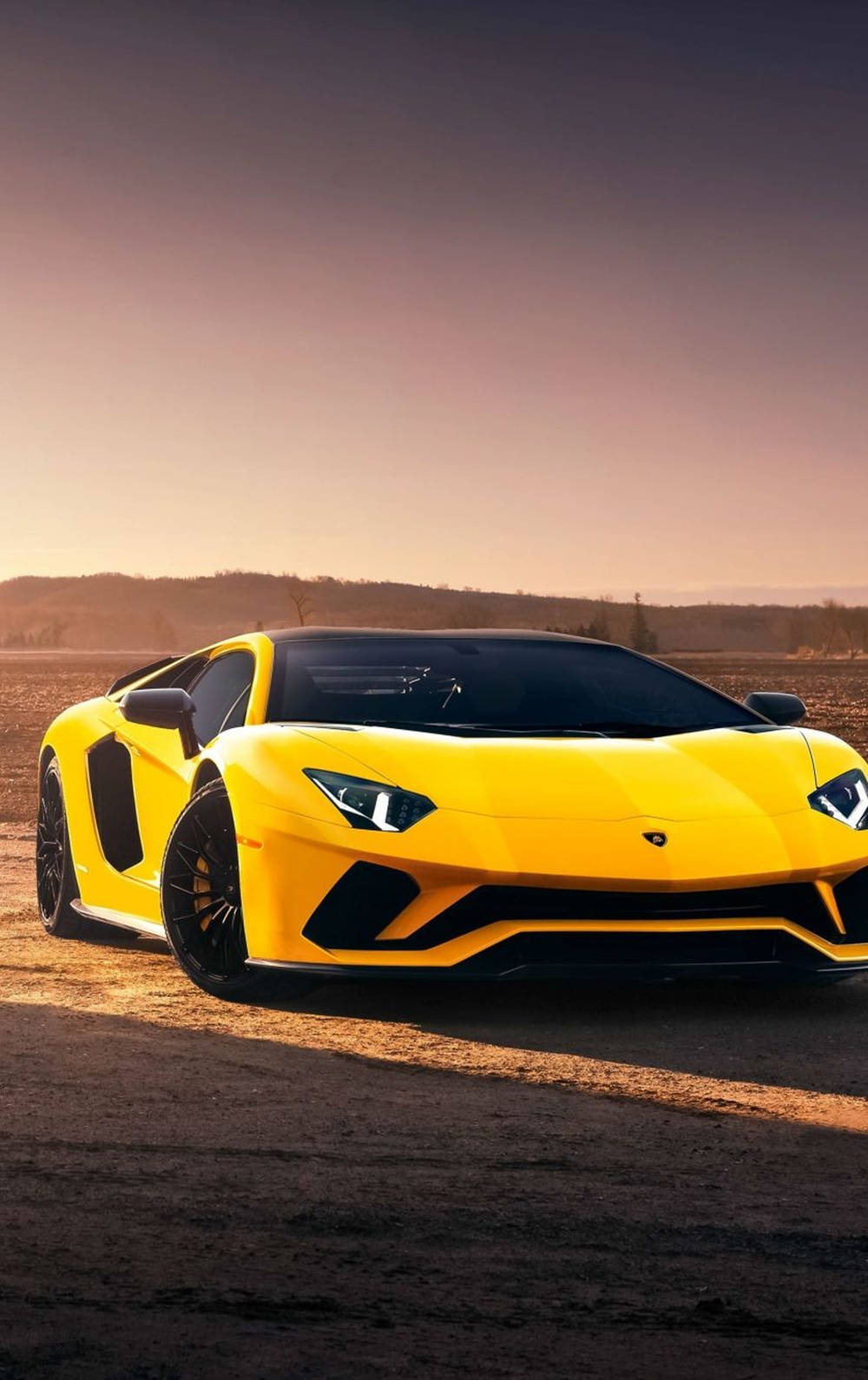 Lamborghini Iphone Yellow Aesthetic In Desert Wallpaper