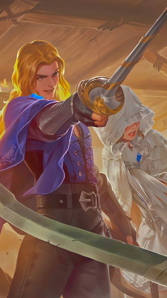 Lancelot Mobile Legend Protecting Odette Fanart Wallpaper