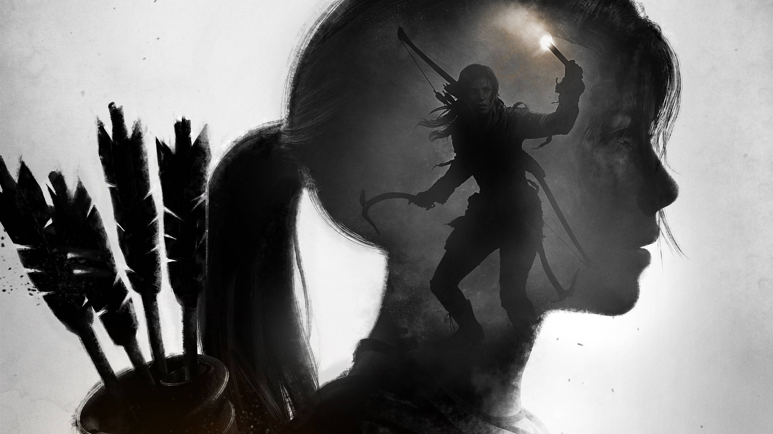 Lara Croft Silhouette In Tomb Raider Action Scene. Wallpaper