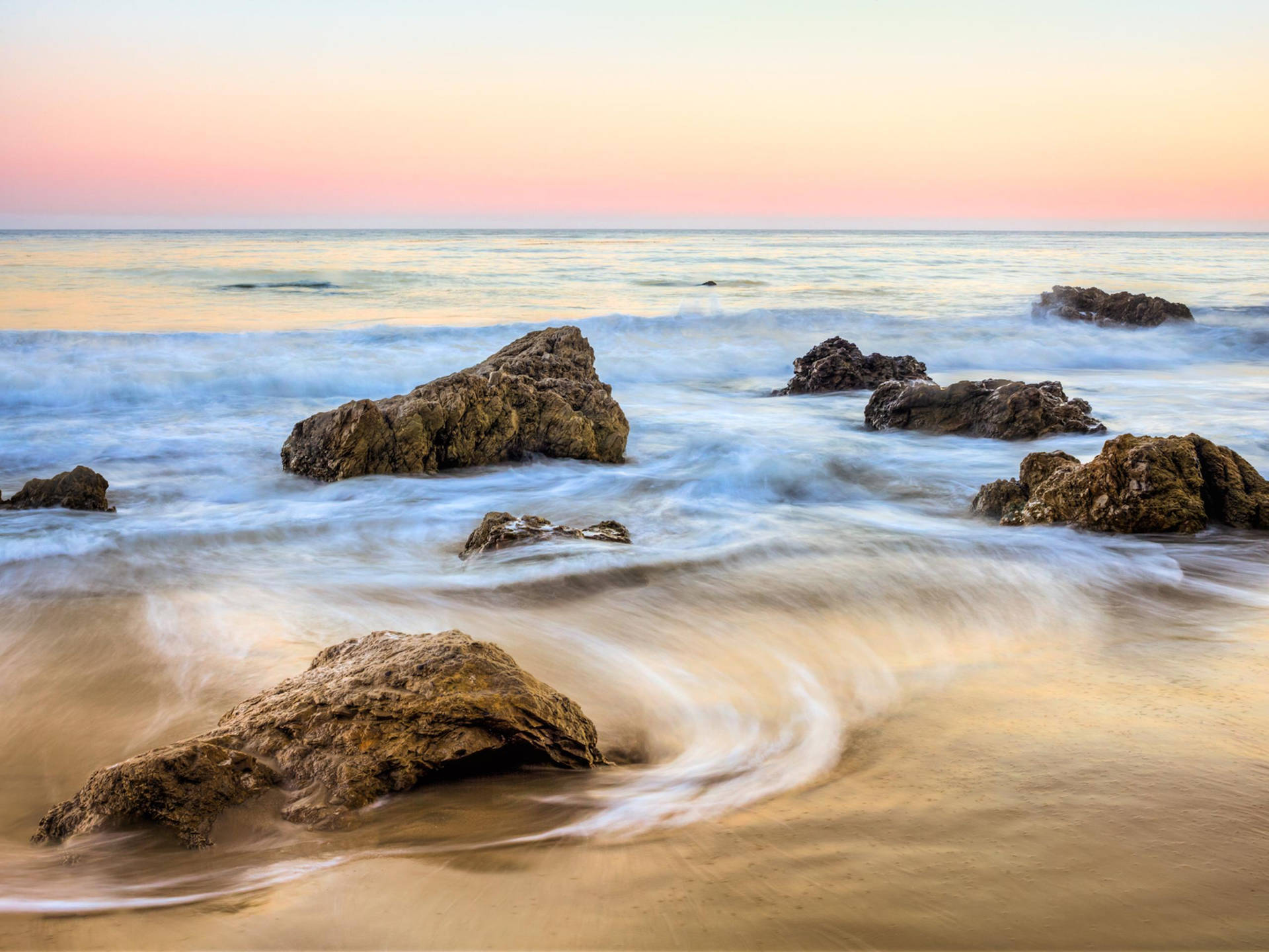 Large Boulders On Malibu Beach Wallpaper