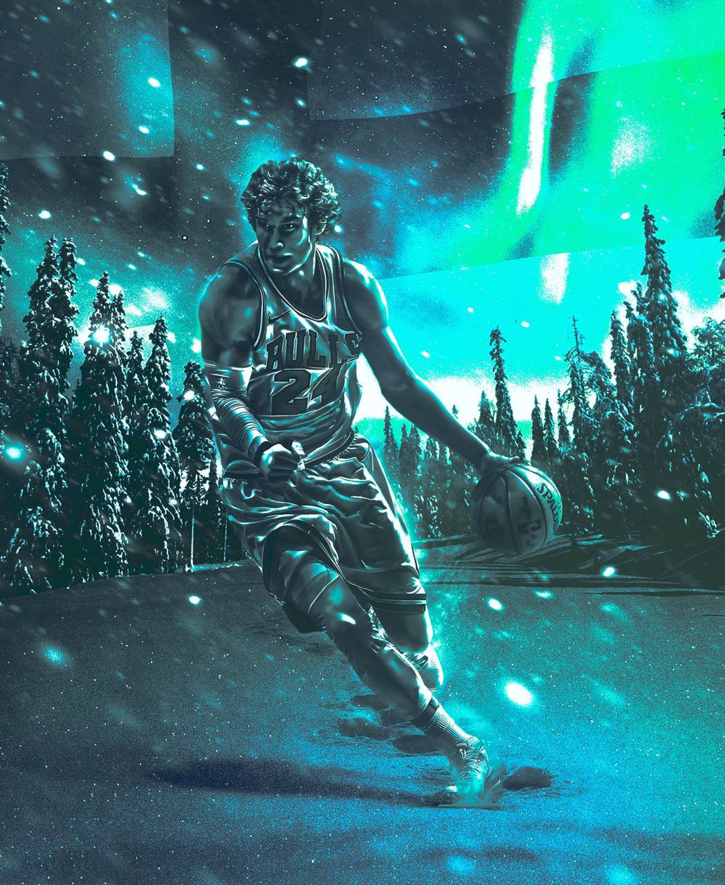 Lauri Markkanen Northern Lights Aesthetic Art Wallpaper