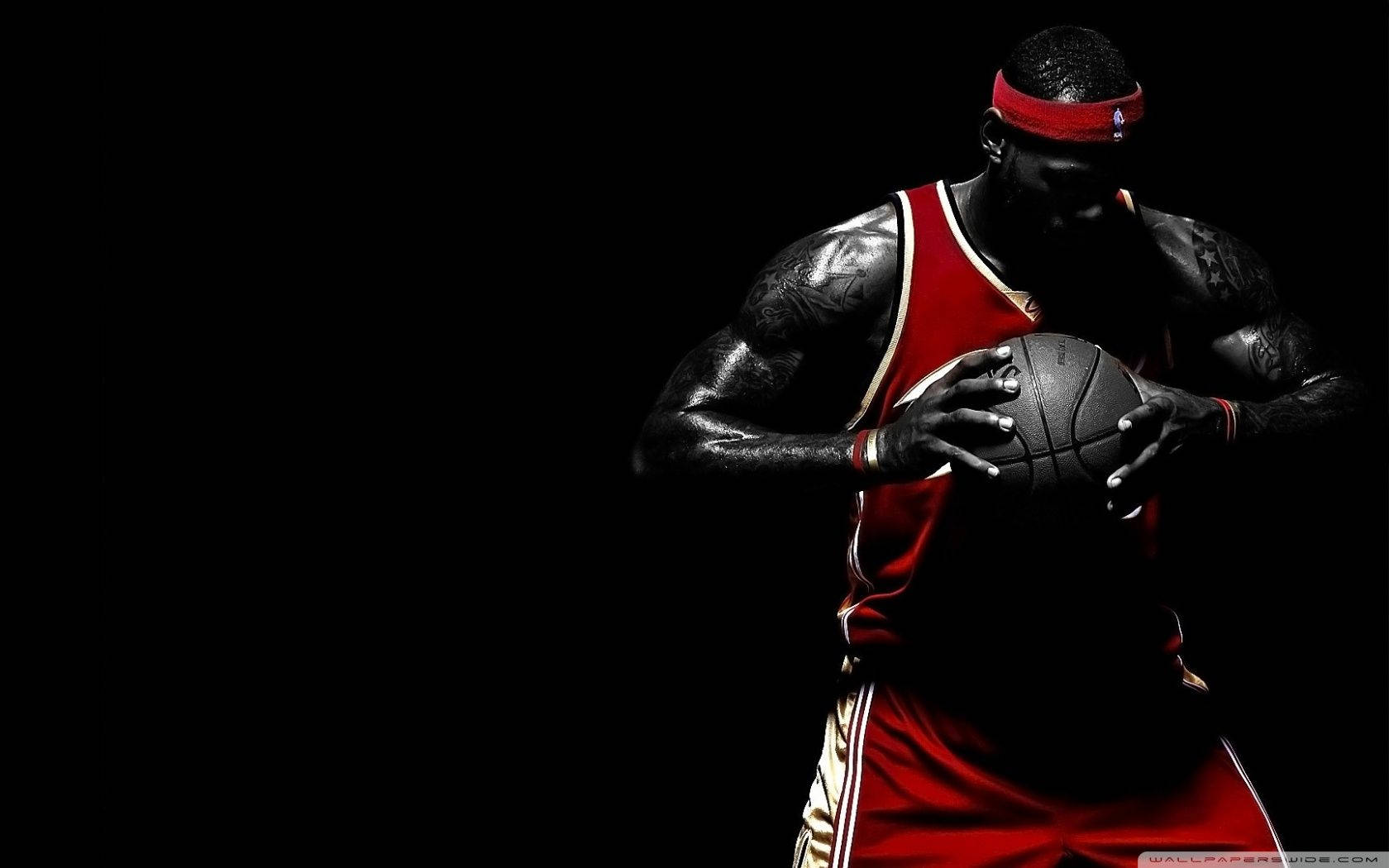 Lebron James Basketball Black Background Wallpaper