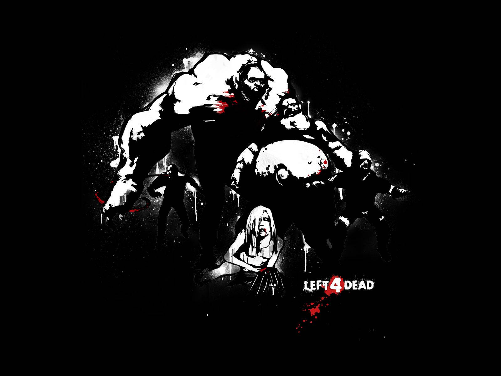 Left 4 Dead Black & White Zombies Wallpaper