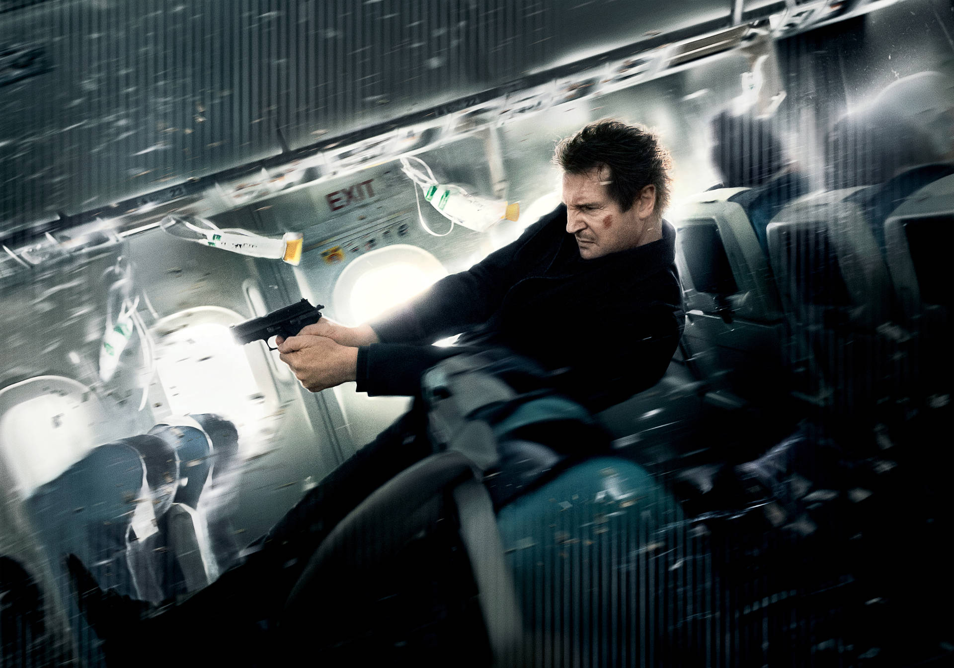 Liam Neeson Bill Marks Gun Plane Non-stop Movie Wallpaper