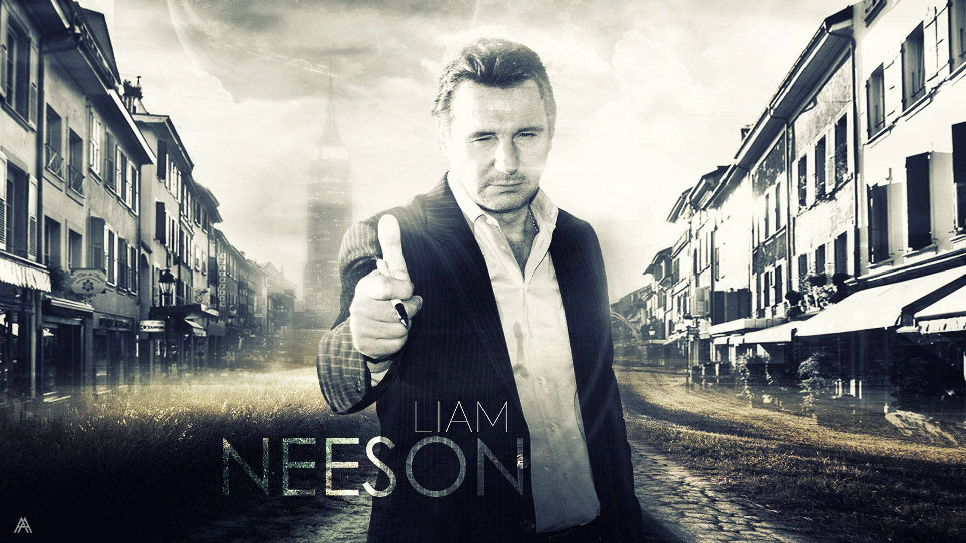 Liam Neeson Giving Thumbs Up - Fan Art Wallpaper