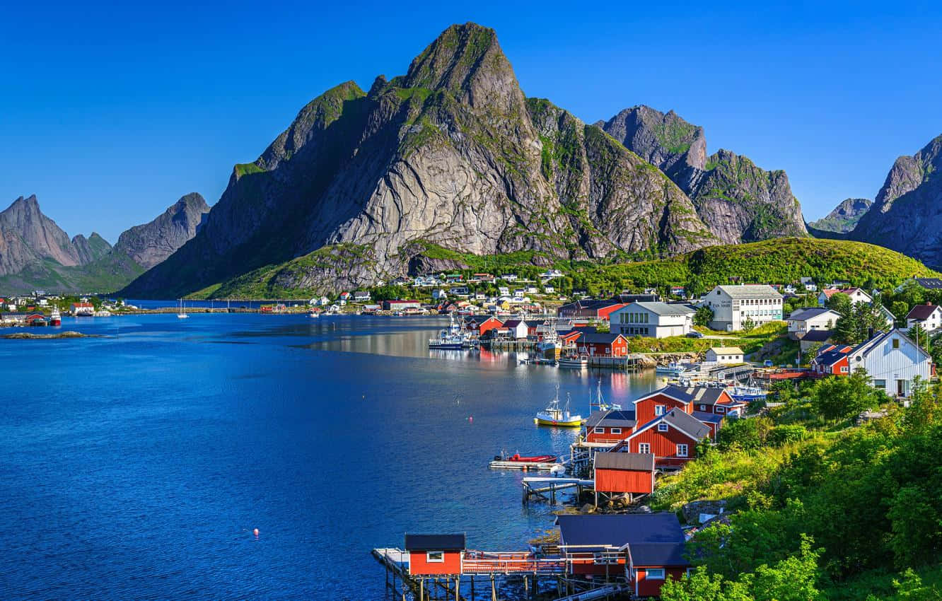 Lofoten_ Islands_ Norwegian_ Fishing_ Village Wallpaper