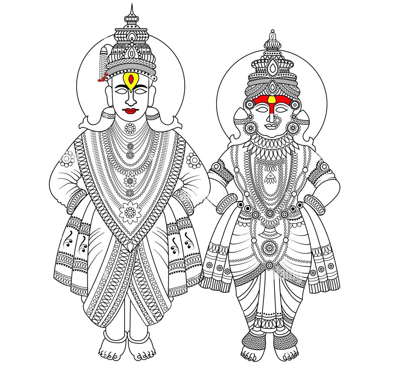 Lord Pandurang And Rukmini Vector Illustration Wallpaper