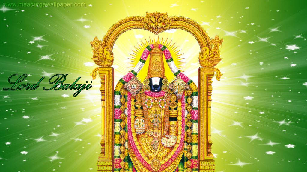 Lord Venkateswara 4k Bright Green Poster Wallpaper