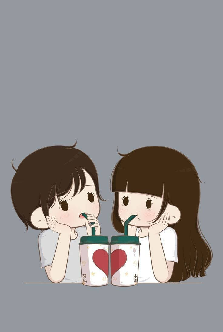 Love Cartoon Drinks Wallpaper