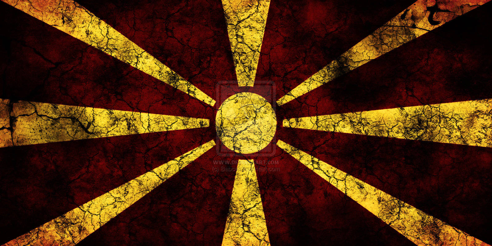 Macedonia Flag With Rock Texture Wallpaper