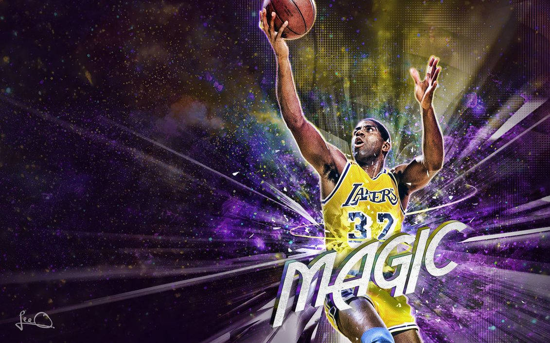 Magic Johnson Purple Glitter Art Wallpaper