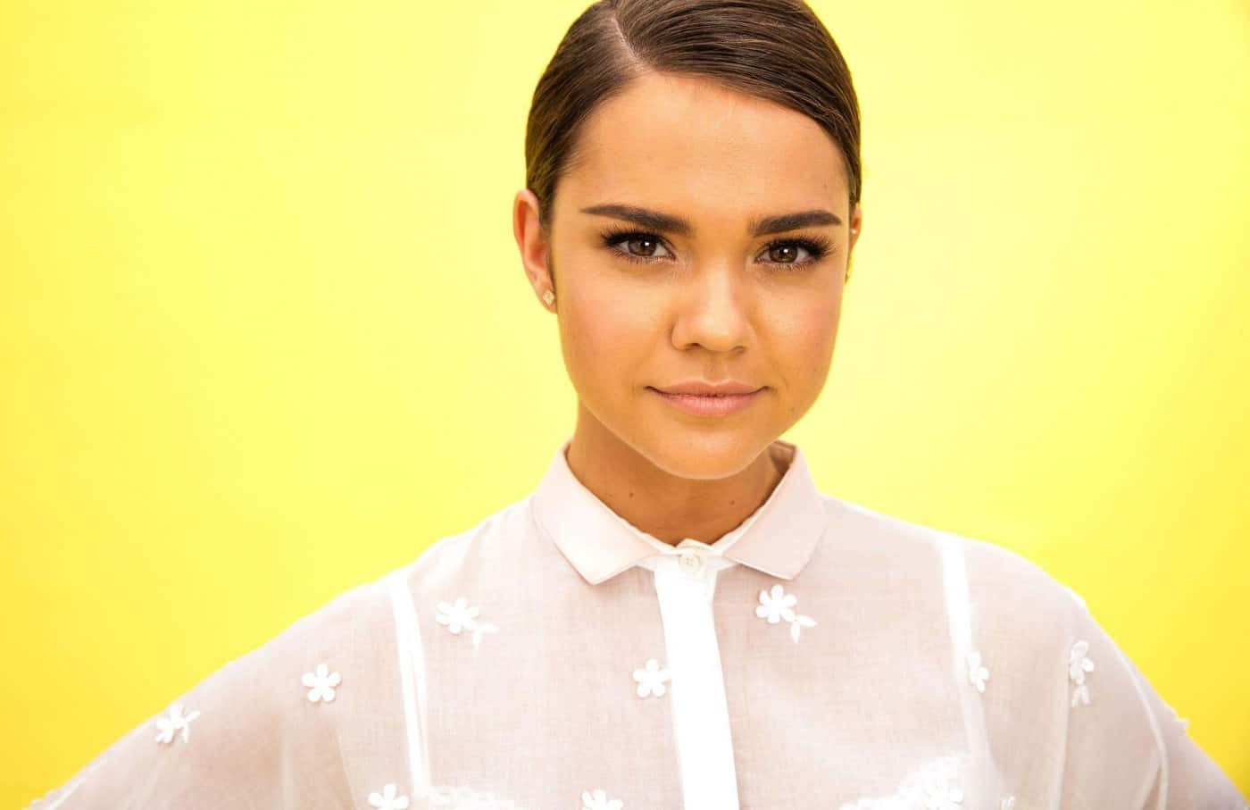 Maia Mitchell Yellow Backdrop Wallpaper