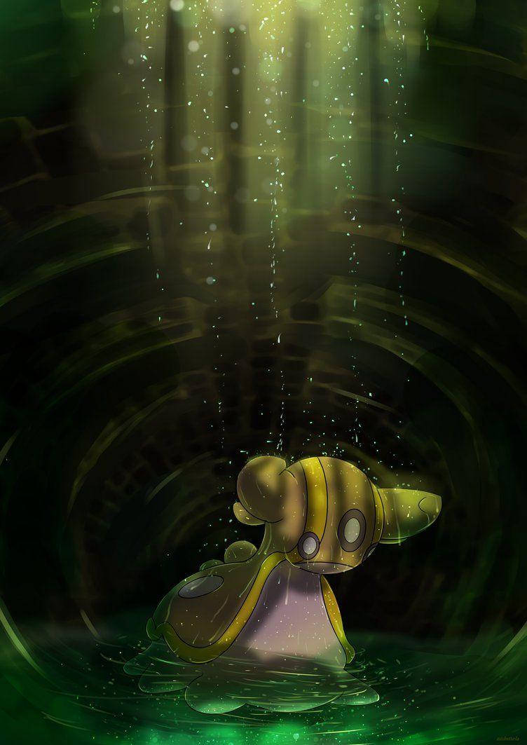 Majestic Gastrodon Lurking In A Dark Lake Wallpaper