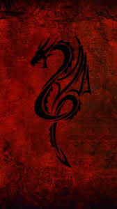 Majestic Red And Black Dragon Symbol Wallpaper