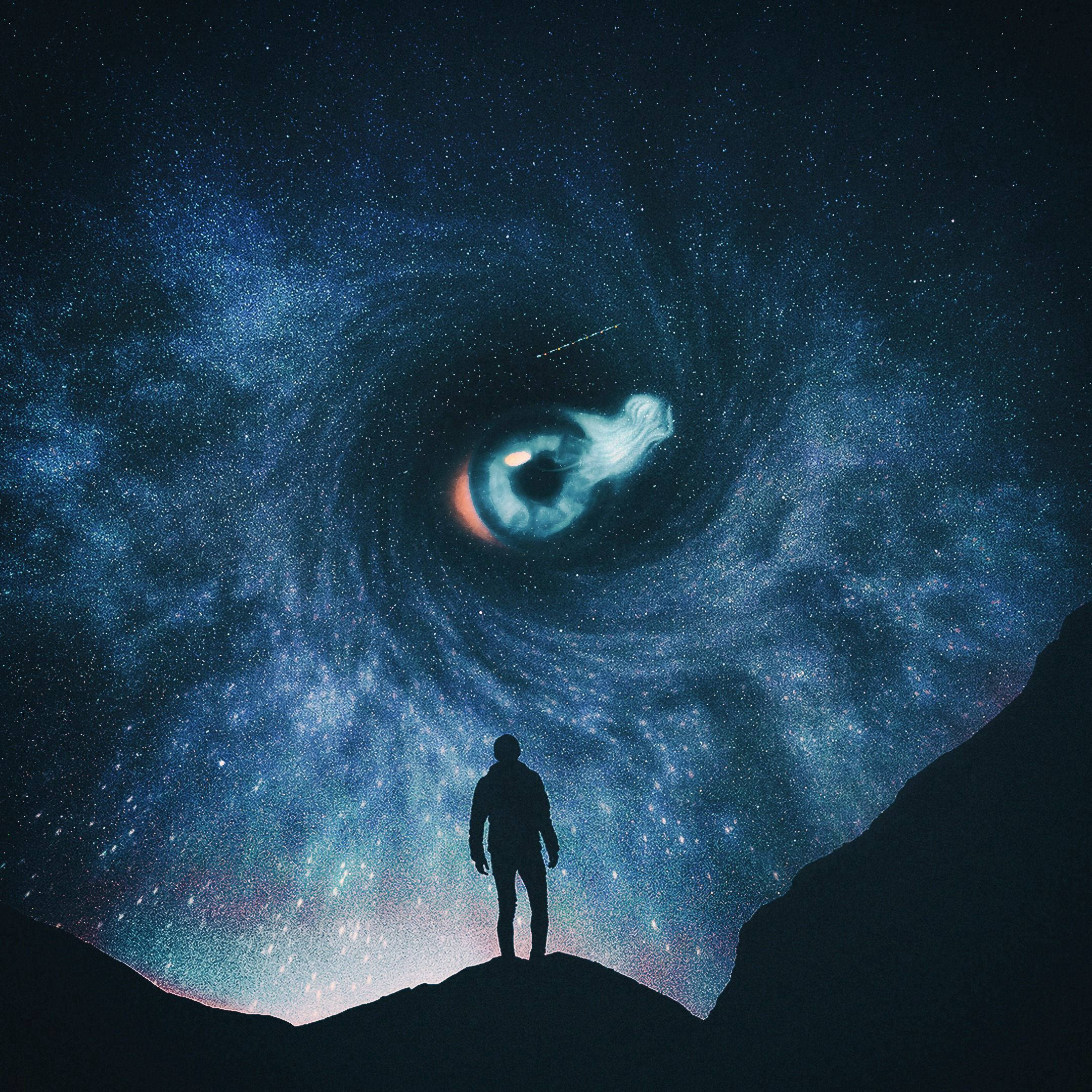 Man Under Eye Galaxy Alone Phone Wallpaper