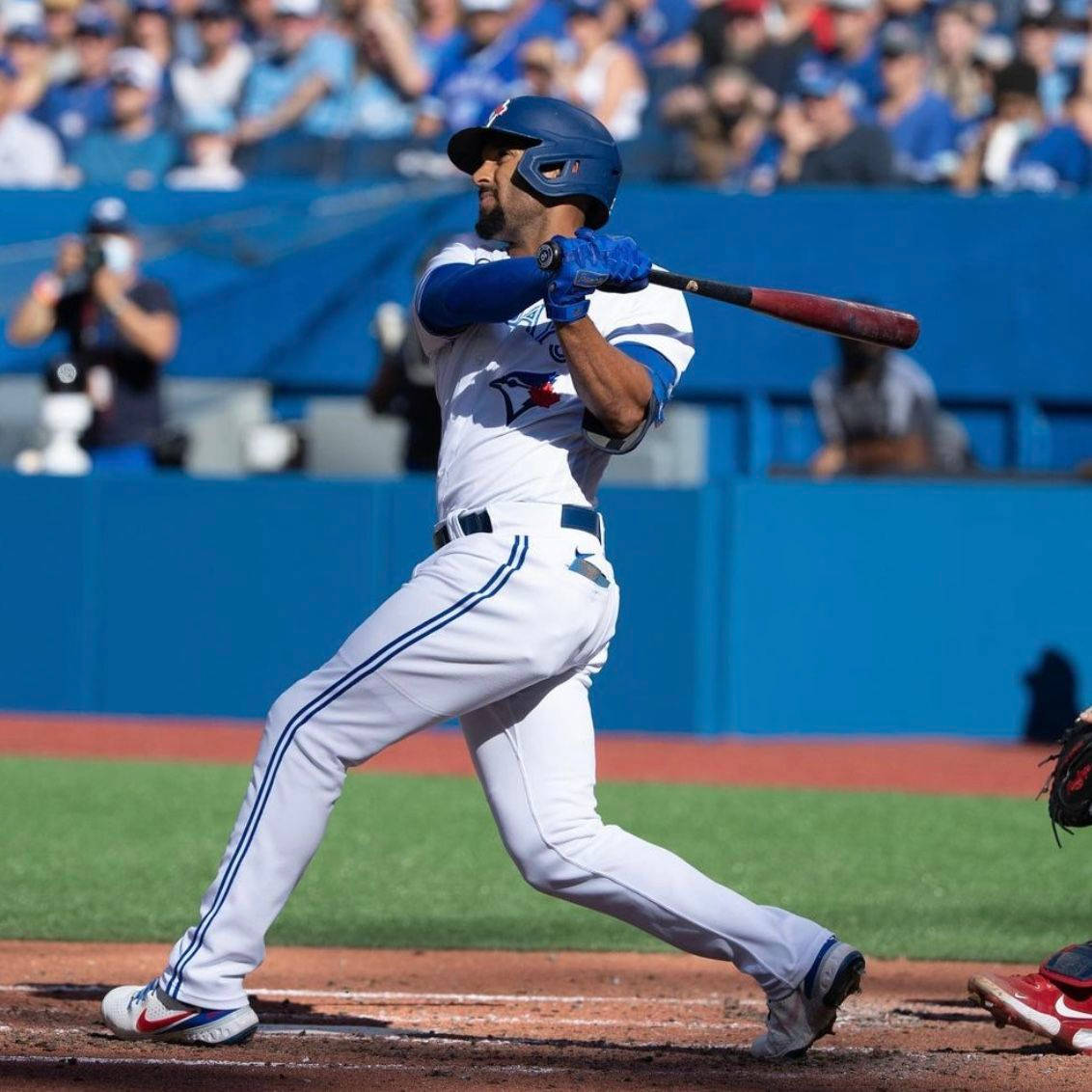 Marcus Semien Hitting With Bat Wallpaper