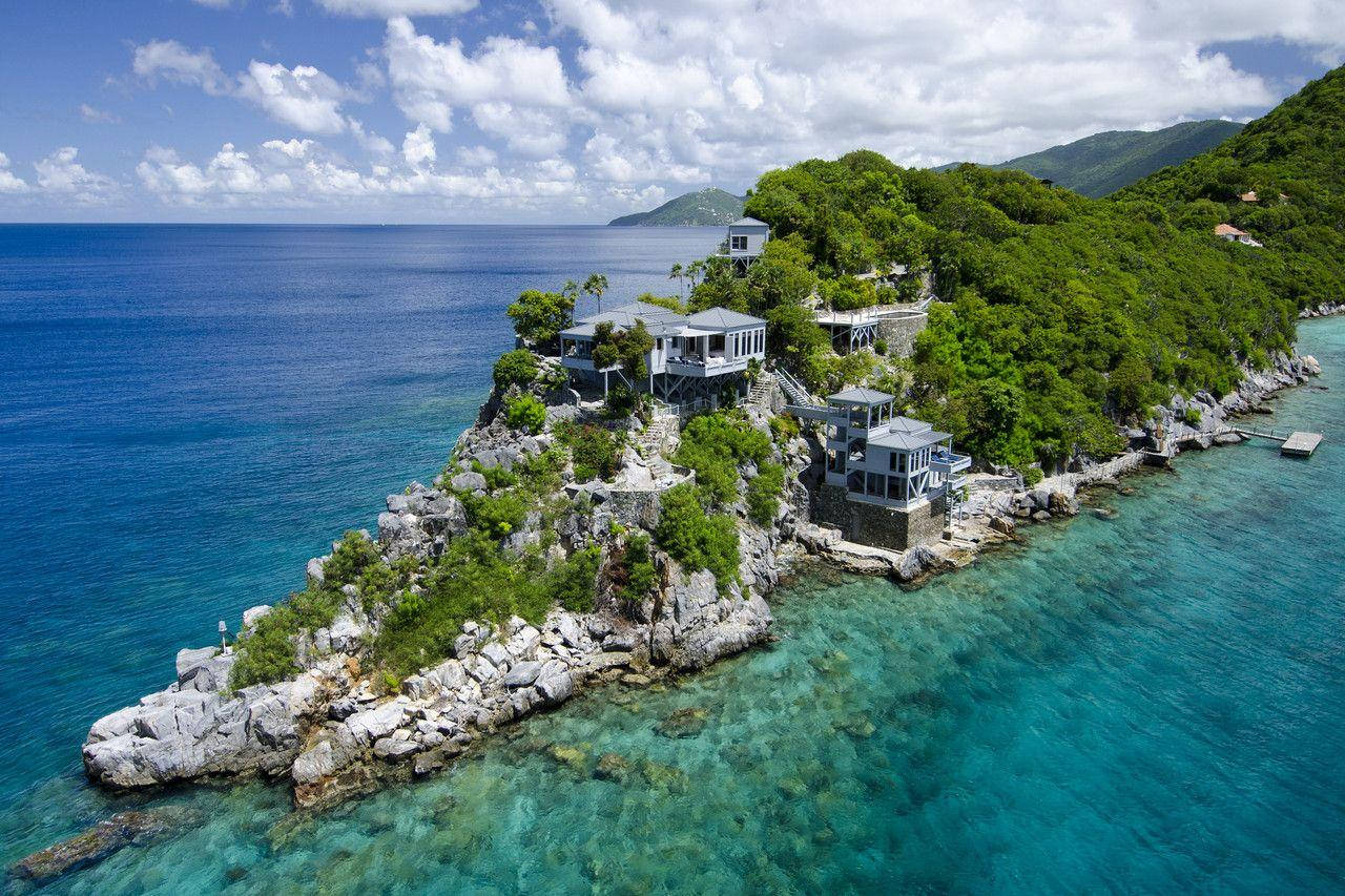 Marshall Islands Aerial View House On Island Wallpaper