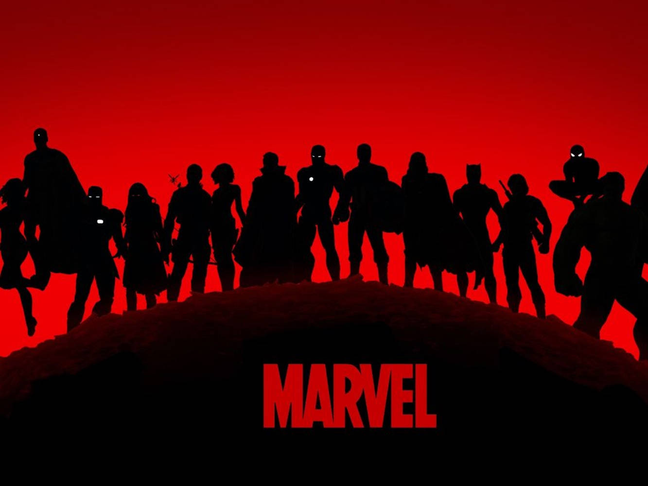 Marvel's Avengers Silhouetted Superheroes Desktop Wallpaper