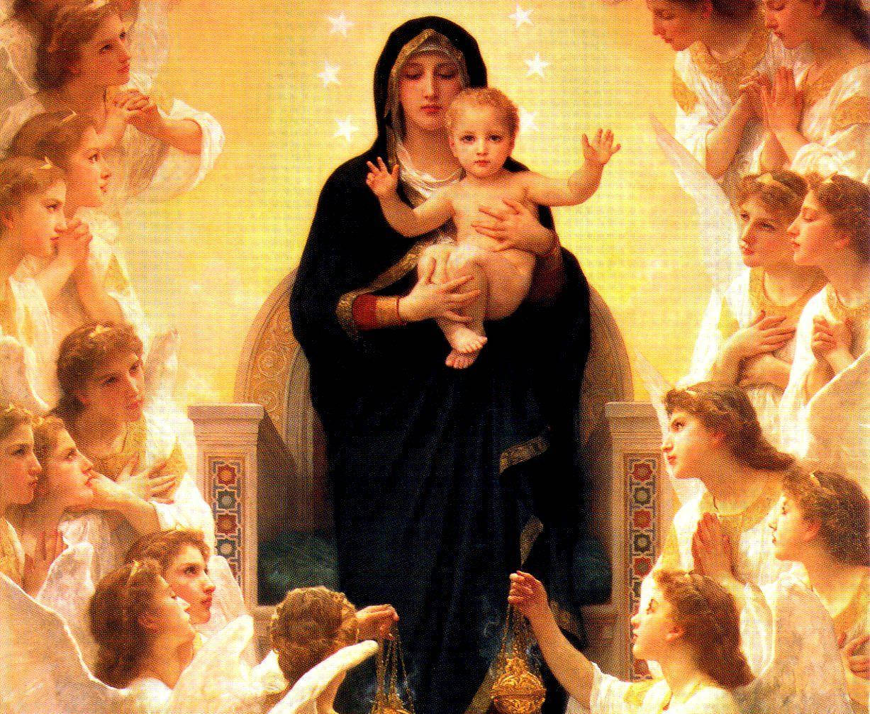 Mary And Jesus Heaven Celebration Wallpaper