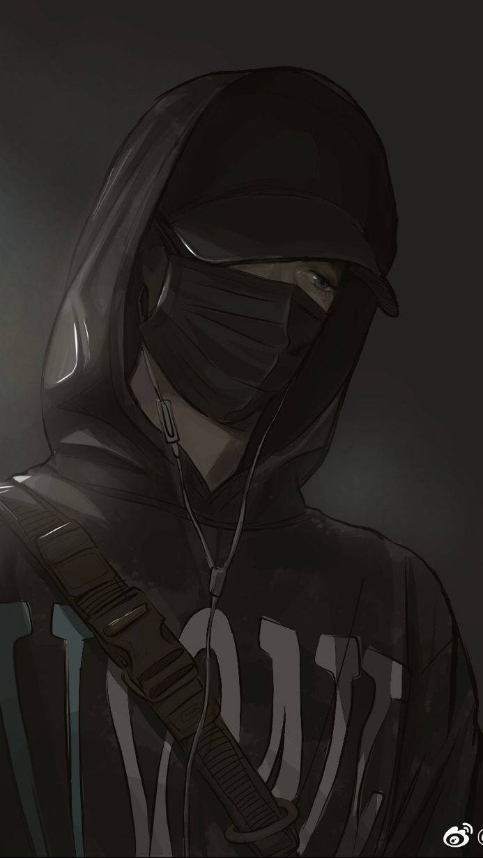 Mask And Hoodie Anime Boy Dark Wallpaper