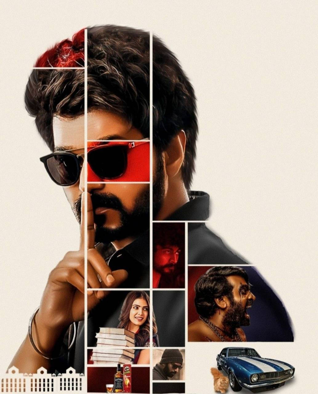 Master Vijay 4k Mosaic Poster Wallpaper