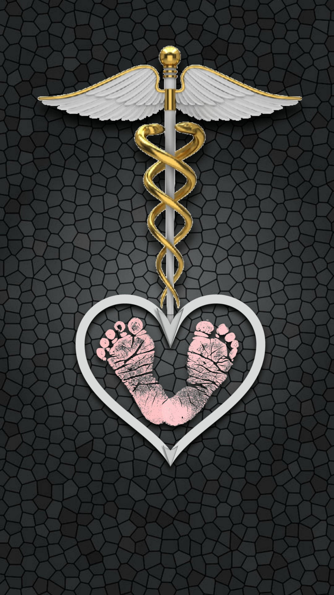 Mbbs Caduceus And Heart Wallpaper