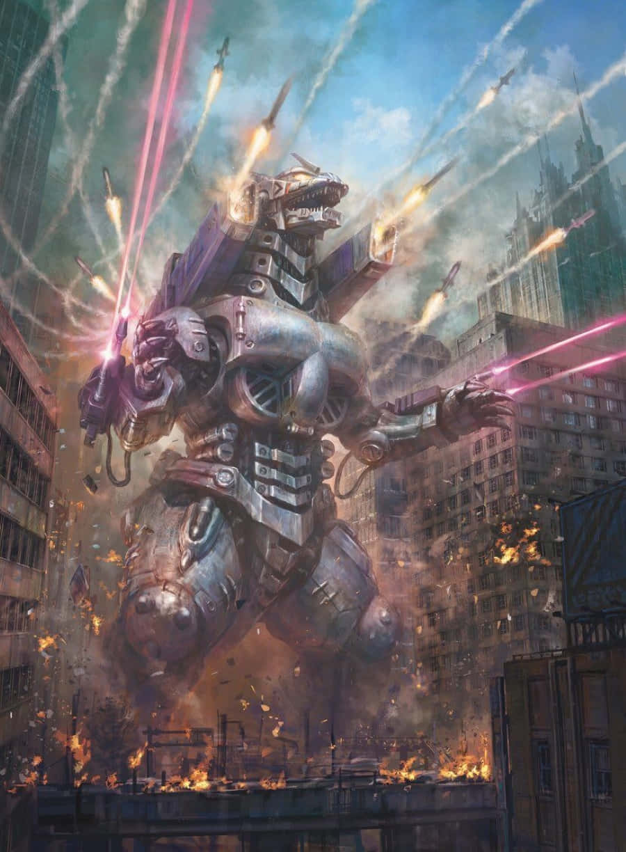 Mechagodzilla, The Robotic Doppelganger Of Godzilla, In Battle Readiness Stance Wallpaper