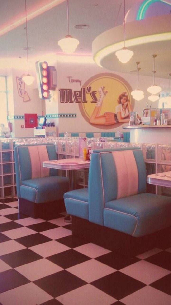 Mel's Diner Retro Aesthetic Iphone Wallpaper