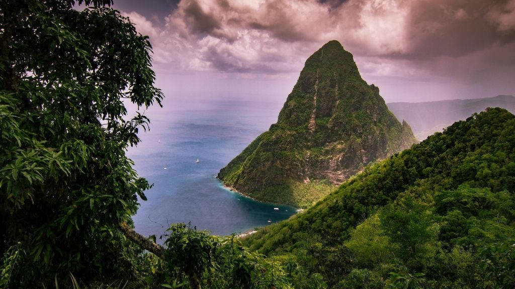 Mesmerizing Dusk At Gros Piton, St. Lucia Wallpaper