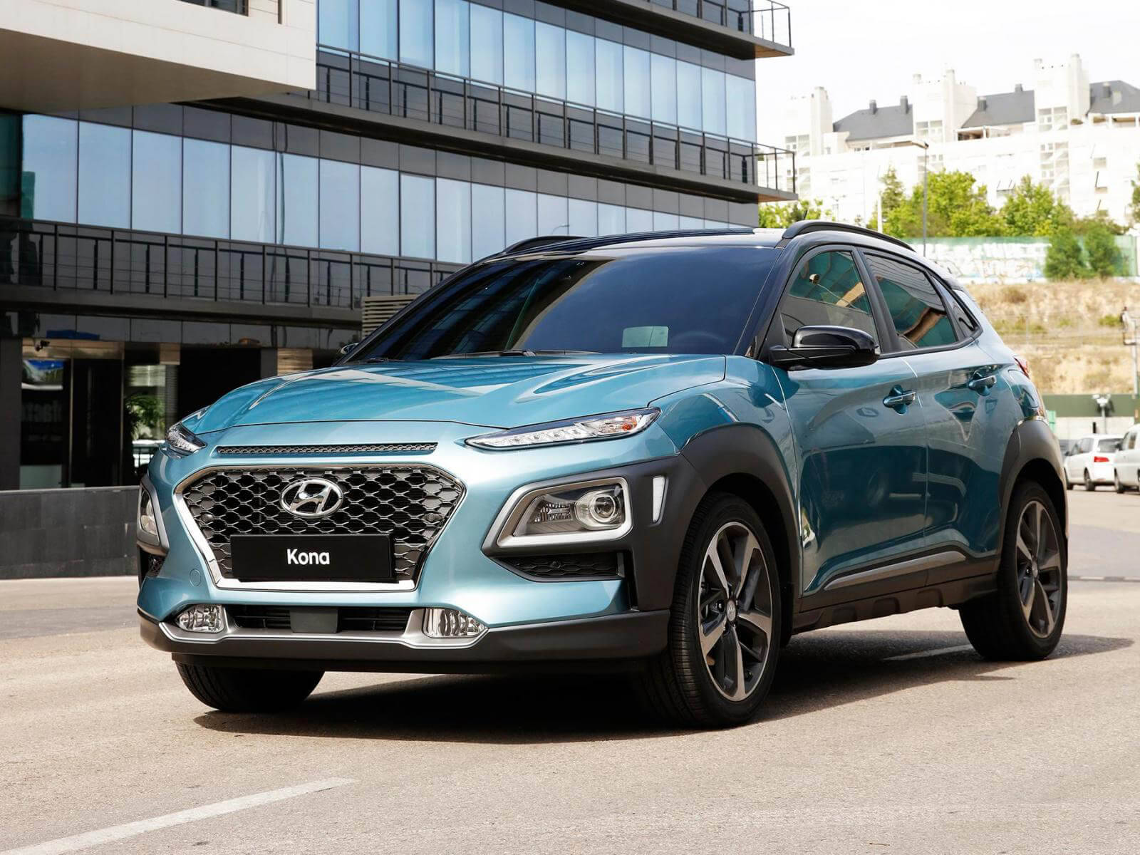 Metallic Blue Hyundai Kona Wallpaper