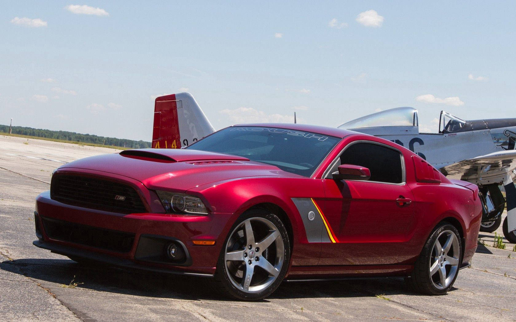 Metallic Cherry Red Roush Mustang Wallpaper