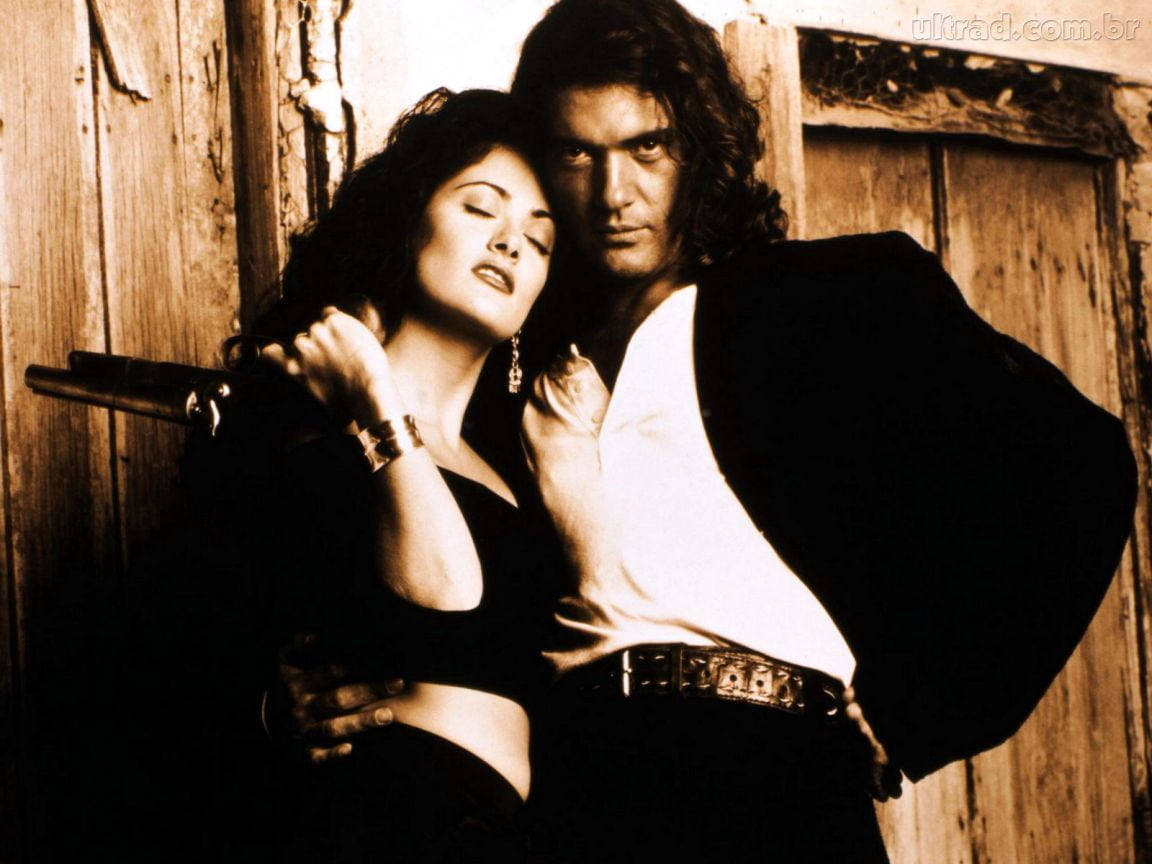 Mexican Man Antonio Banderas With Salma Hayek Wallpaper