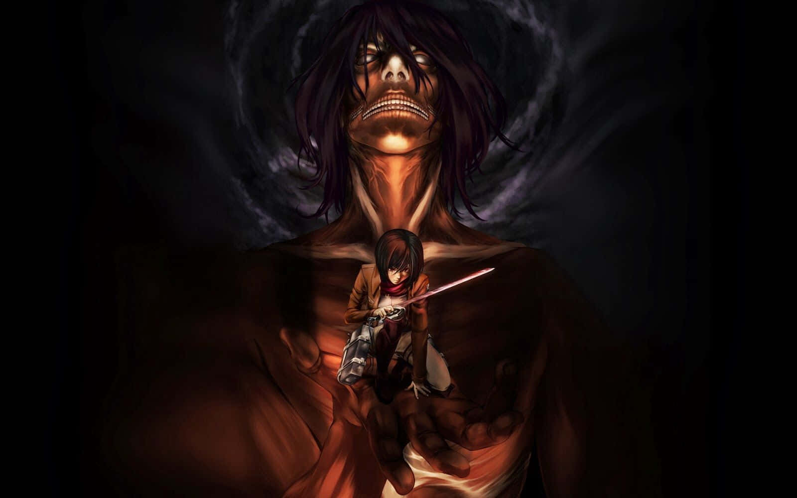 Mikasa And Titan Eren Yeager Wallpaper