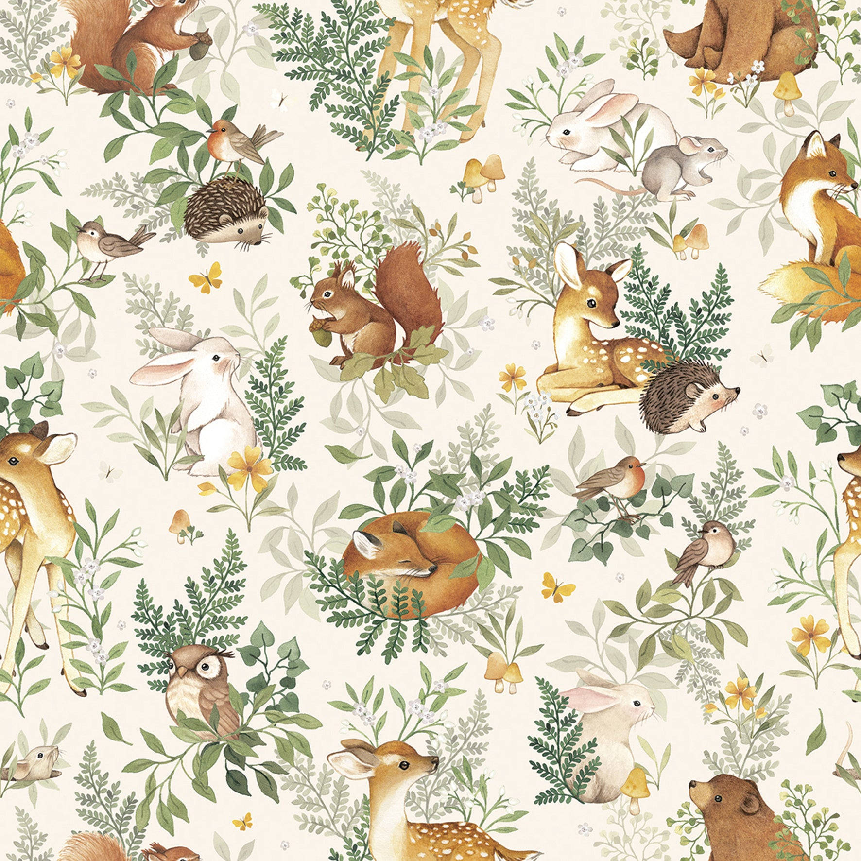 Minimalist Forest Animals Digital Art Wallpaper