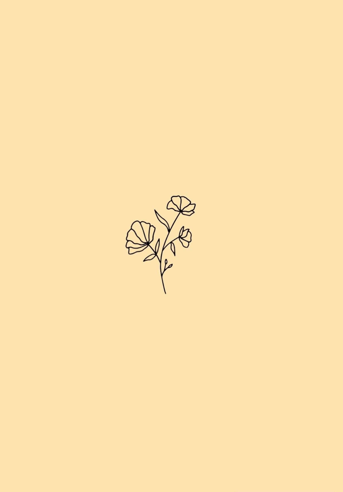 Minimalist Tablet Flower Sketch Wallpaper