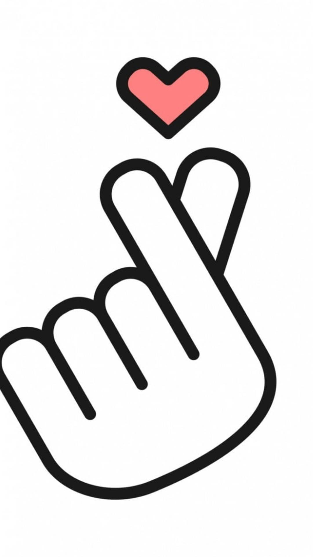 Minimalistic Saranghae Finger Heart Wallpaper