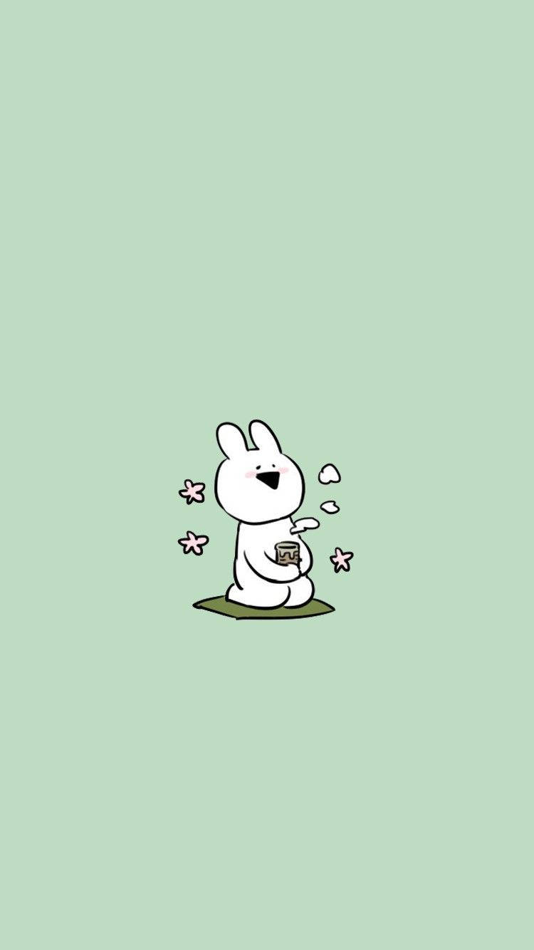 Mint Green Aesthetic Rabbit Wallpaper