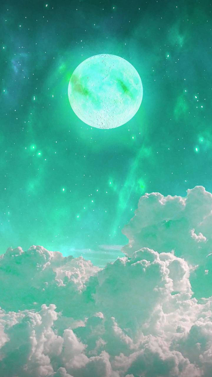 Mint Green Moon Wallpaper