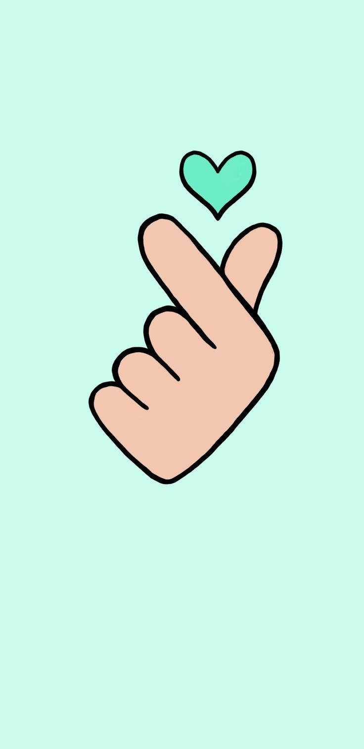 Mint Green Saranghae Heart Wallpaper