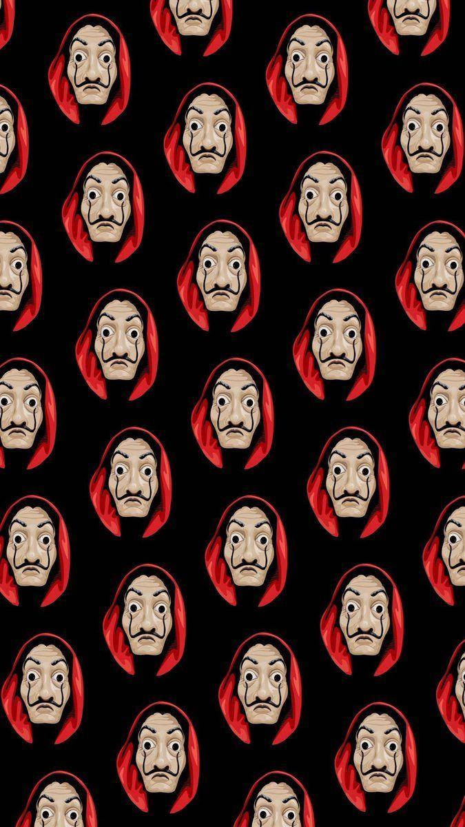 Money Heist Dali Mask Pattern Wallpaper