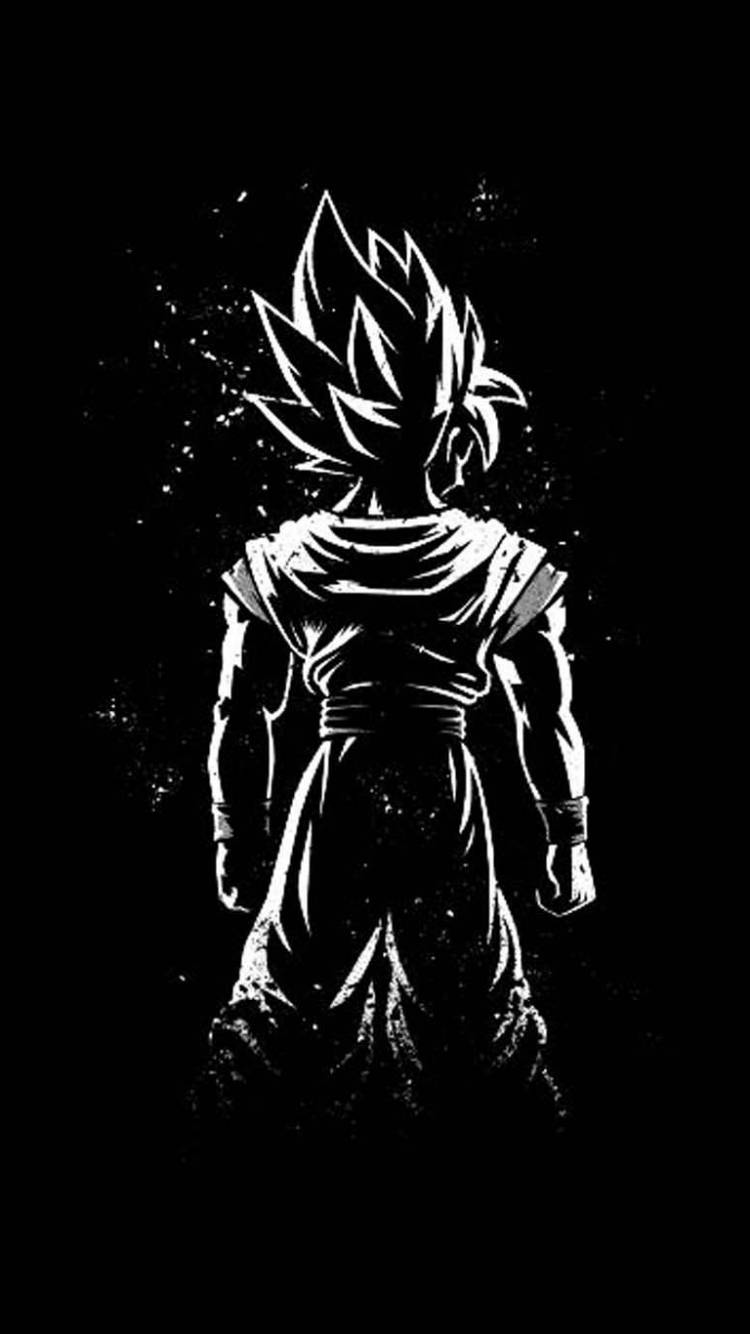 Monochrome Black Goku Phone Wallpaper