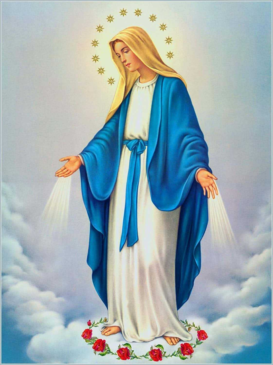 Mother Mary Looking Over Us With Grace And Peace Wallpaper