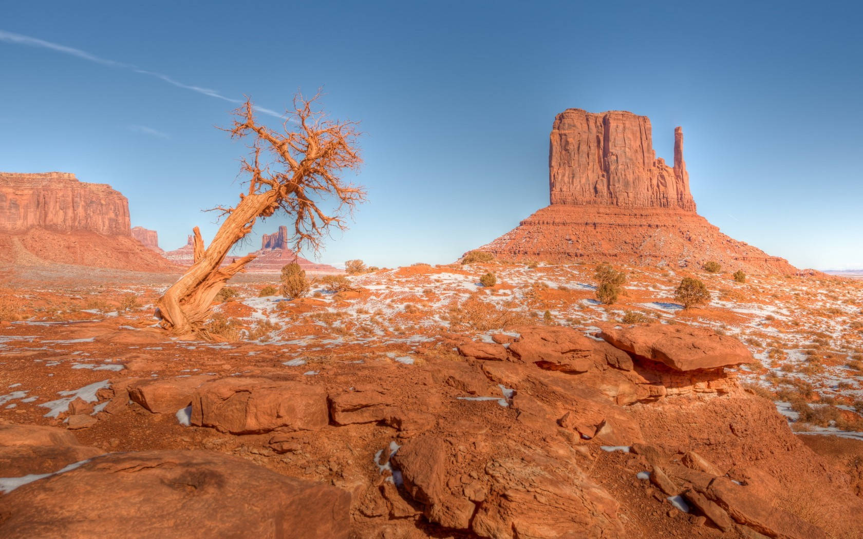 Mountain Valley Arizona Desert Blue Sky Wallpaper